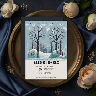 Convite Chuva de Flocos de Neve no Sonho de Inverno Flores