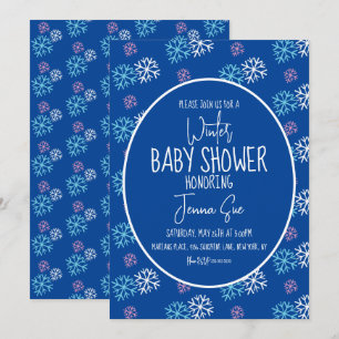 Convite Chuva de Flocos de Neve Rosa Azul Baby Shower