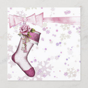 Convite Chuva de Flocos de Neve Rosa no Inverno Branco Bab