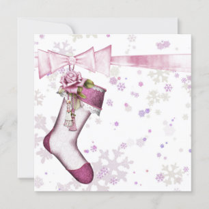 Convite Chuva de Flocos de Neve Rosa no Inverno Branco Bab