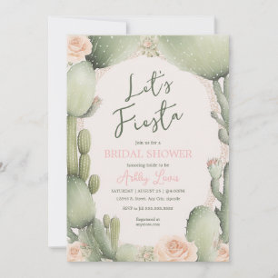 Convite Chuva de Flor de Cacto Boho Deserto Fiesta