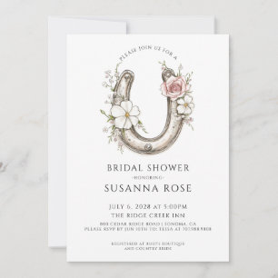 Convite Chuva de Floral de Aquarela em Ferradura de Cowgir