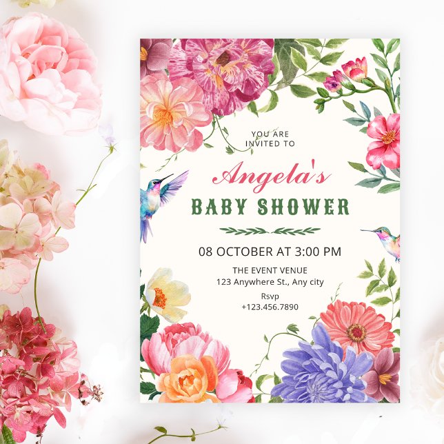 Convite Chuva de flores artísticas baby shower (Criador carregado)