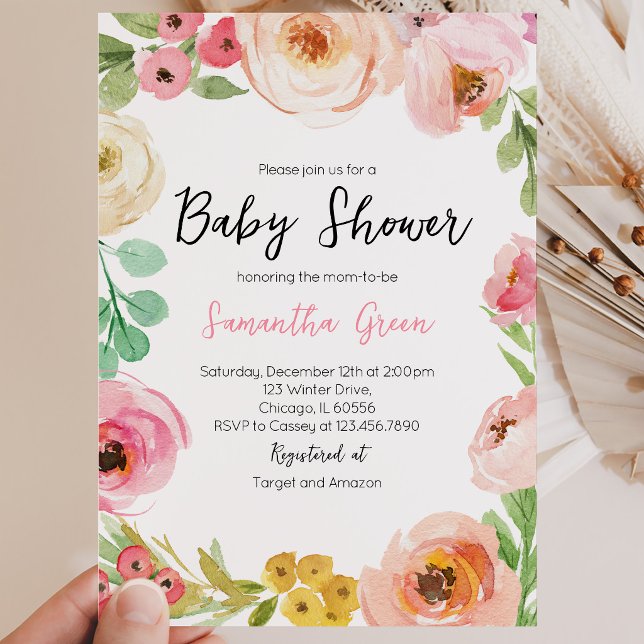 Convite Chuva de Flores Baby Shower (Criador carregado)