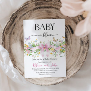 Convite Chuva de Flores Bebê Floral em Flor Laço Chã Bebê