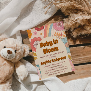 Convite Chuva de Flores Boho Bebê em Flor Chá de Bebê