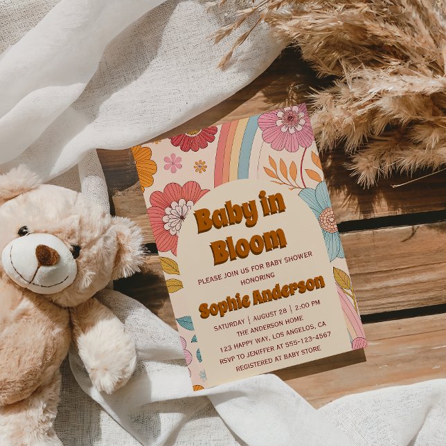 Convite Chuva de Flores Boho Bebê em Flor Chá de Bebê (Criador carregado)