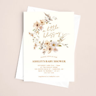 Convite Chuva de Flores Boho Bênçãos Baby Shower