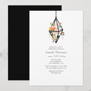 Convite Chuva de Flores Boho Geométrico Terrário para Noiv