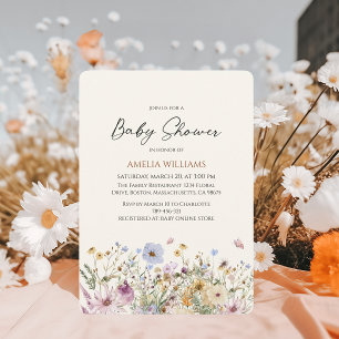 Convite Chuva de Flores Boho para Baby Shower Soft