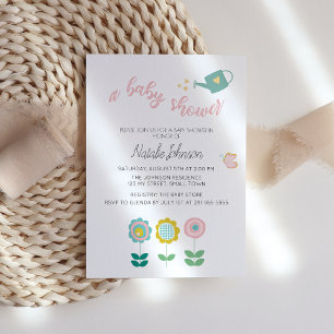 Convite Chuva de Flores Borboleta Rosa Menina Baby Shower