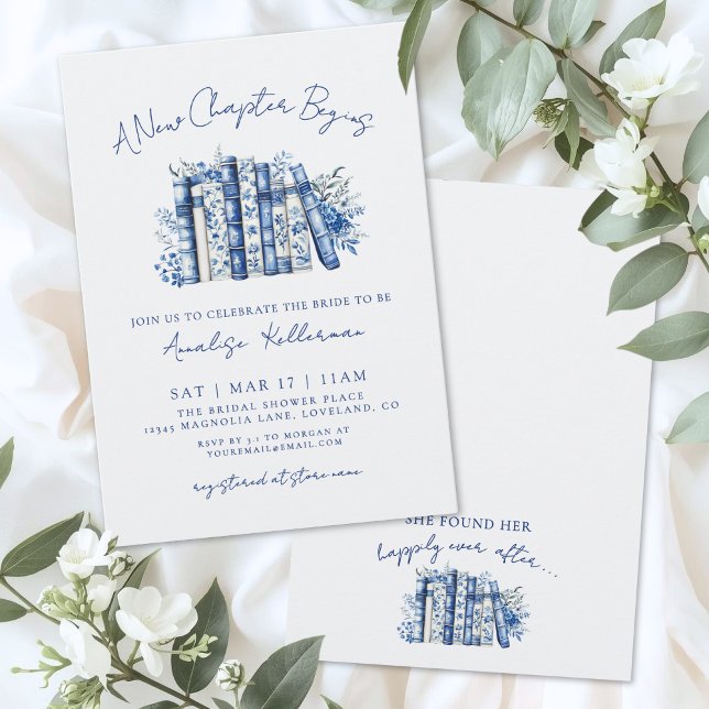 Convite Chuva de Flores Capítulo Novo Noivado (Book New Chapter Floral Bridal Shower Invitati Invitation)