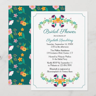 Convite Chuva de Flores de Noiva Flores Verdes Casamento V