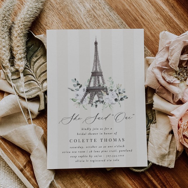 Convite Chuva de Flores de Paris Torre Eiffel Noivado (Criador carregado)