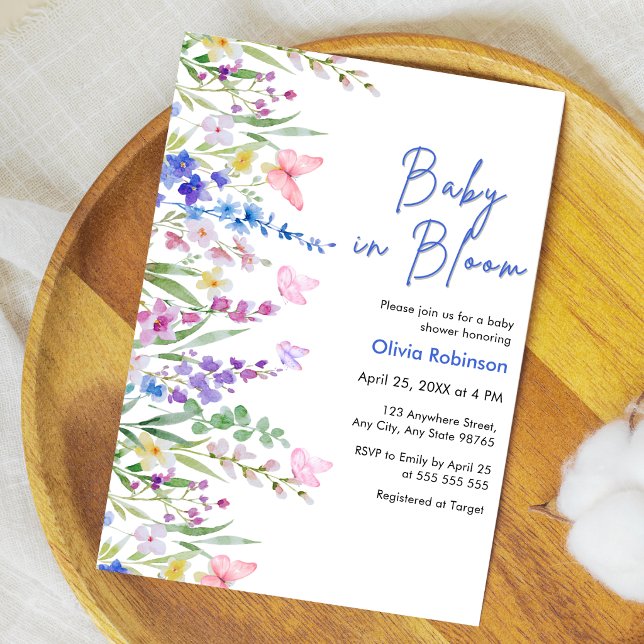Convite Chuva de Flores de Primavera Baby Shower  (Floral Spring Baby in Bloom Baby Shower Invitation )