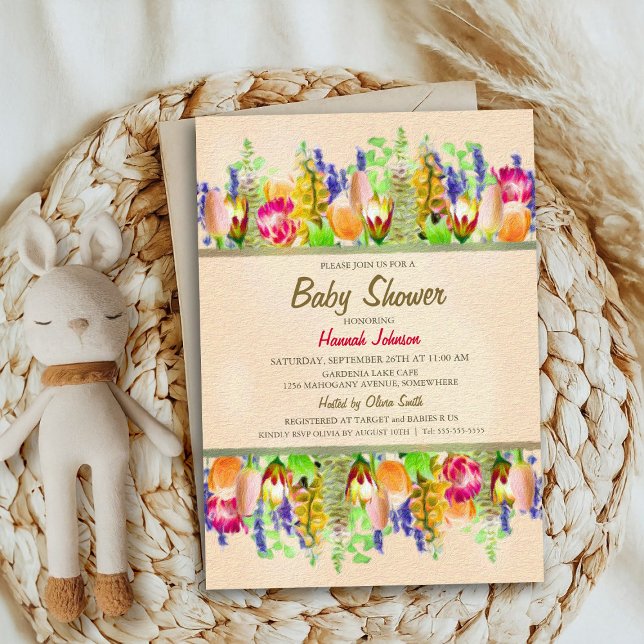 Convite Chuva de Flores de Primavera para Baby Shower (Criador carregado)