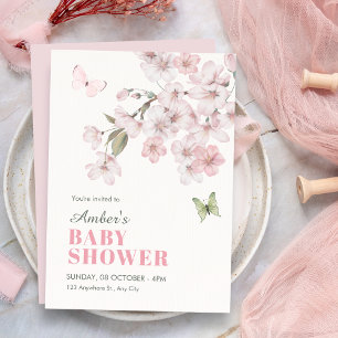 Convite Chuva de flores de Sakura baby shower