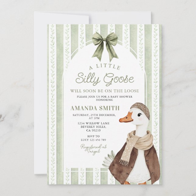 Convite Chuva de Flores Elegante da Fazenda Silly Goose pa (Frente)
