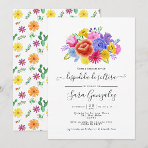 Convite Chuva de flores em aquarela Fiesta espanhola Chá d