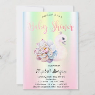 Convite Chuva de Flores Iridescente Holográfica Baby Showe