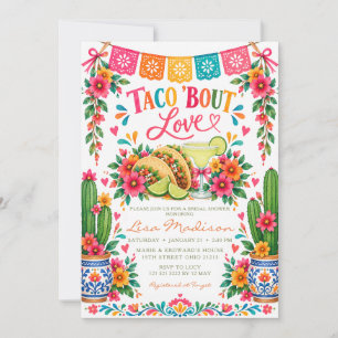 Convite Chuva de Flores Mexicana Taco sobre Amor Festa de