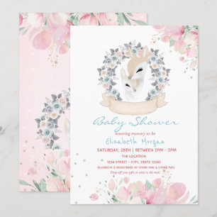 Convite Chuva de Flores para Chá de Bebê de Cervo Bebê