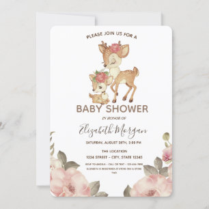 Convite Chuva de Flores Rena Baby Shower Fofa