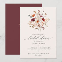 Chuva de Flores Selvagens Boho Noivado de Outono