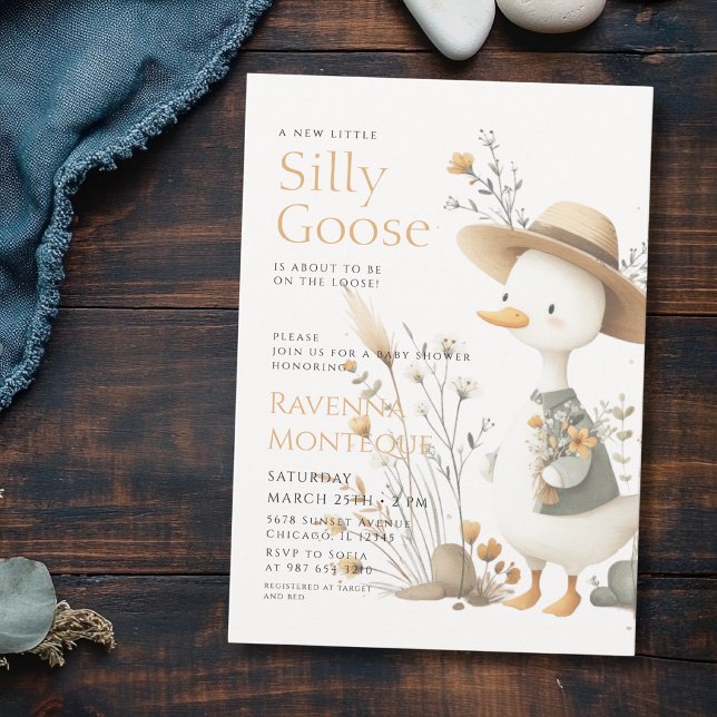 Convite Chuva de Flores Silly Goose Flor de Floresta Baby  (Criador carregado)
