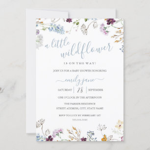 Convite Chuva de Flores Silvestres Azul Nature Baby Shower