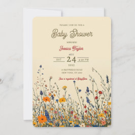 Convite Chuva de Flores Silvestres Boho Baby Shower