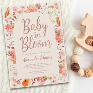 Convite Chuva de Flores Silvestres Chá de Bebê Menina