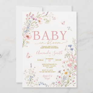 Convite Chuva de Flores Silvestres para Bebê Borboleta par