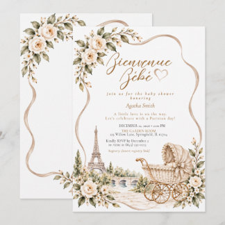 Convite Chuva de Flores Taupe Jardim Parisiense Chás de Be