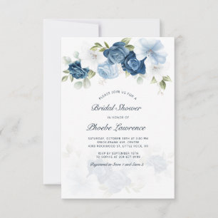 Convite Chuva de Flores Verde-azulada para Noiva