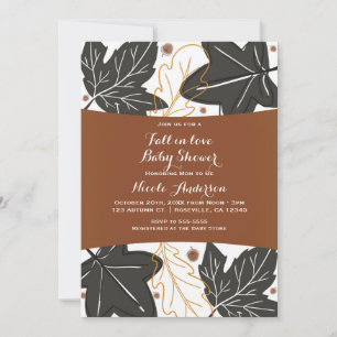 Convite Chuva de Folhas e Bolotas de Outono Baby Shower Fa