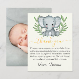 Convite Chuva de Folhas Elefante Neutro Chá de Bebê