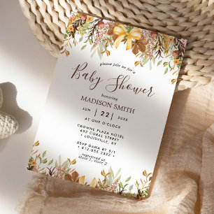 Convite Chuva de Folhas Florais de Gênero Neutro Baby Show
