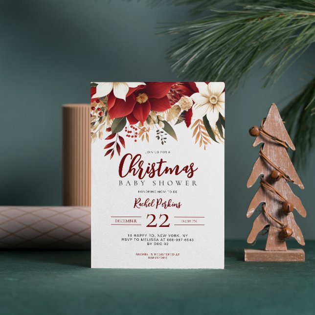 Convite Chuva de Frutas de Pinheiro de Natal para Bebê Uni (Criador carregado)