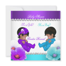 Chuva de Gênero Étnico Revelação Baby Shower Roxo