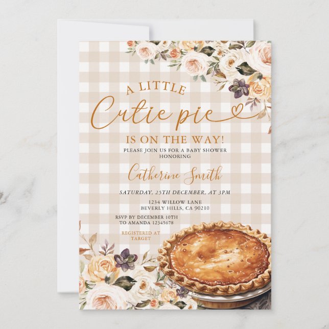 Convite Chuva de Gingham Um Pequeno Bolo de Natal Shower A (Frente)