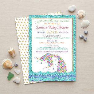 Convite Chuva de Glitter Arco-Íris Festa de Bebê Sereia