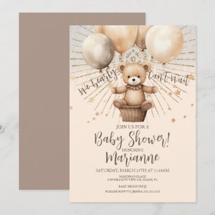 Convite Chuva de Glitter Chá de Bebê Urso Boêmio Rústico