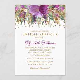 Convite Chuva de Glitter Floral Amethisto Bridal Shower