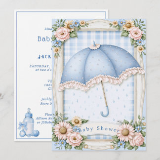 Convite Chuva de Gotículas de Chuva Guarda-Chuva Azul para