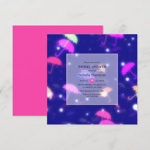 Convite Chuva de guarda-chuvas de neon para Chá de Noiva