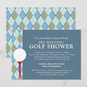 Convite Chuva de homens no golfe evento pré-casamento
