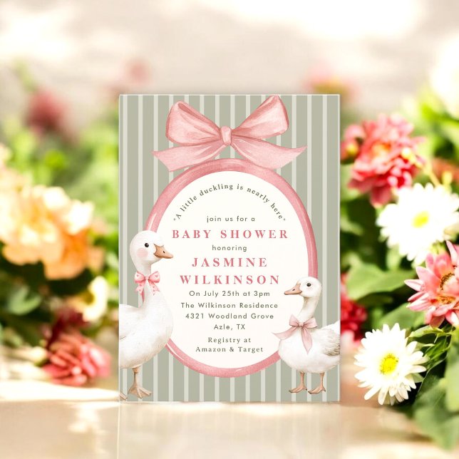 Convite Chuva de Ideias Arco Patos Chá de Bebê com QR Code (Criador carregado)