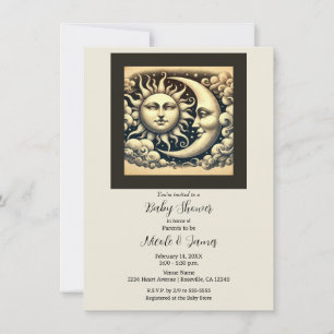 Convite Chuva de Ideias Celestial Vintage Sol & Lua Baby S