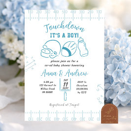 Convite Chuva de Ideias Menino Baby Shower Desenhado à Mão